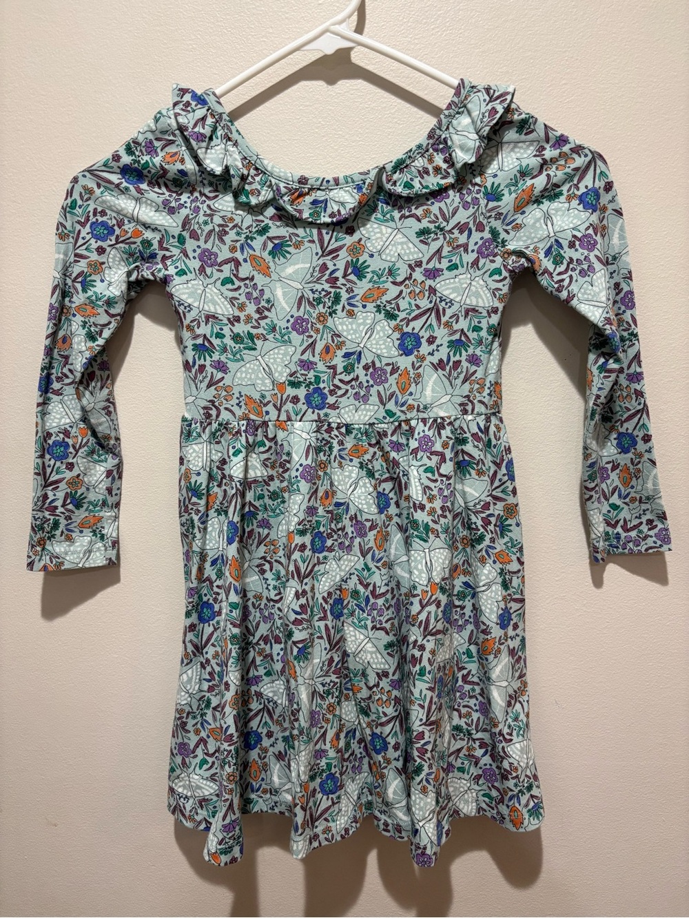Tea Collection Butterfly Floral Long Sleeve Dress Cotton Stretchy Back to School